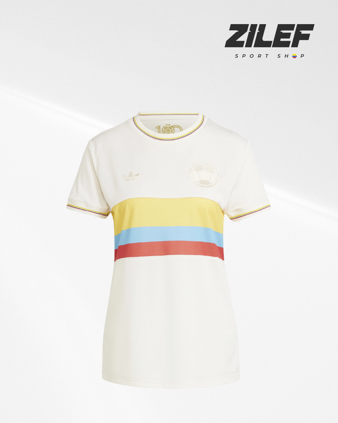 CAMISETA DE LA SELECCIÓN NACIONAL DE COLOMBIA – EDICIÓN BLANCO Y NEGRO 100 AÑOS