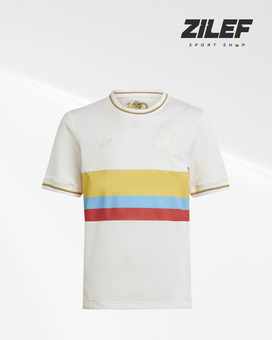 CAMISETA DE LA SELECCIÓN NACIONAL DE COLOMBIA – EDICIÓN BLANCO Y NEGRO 100 AÑOS